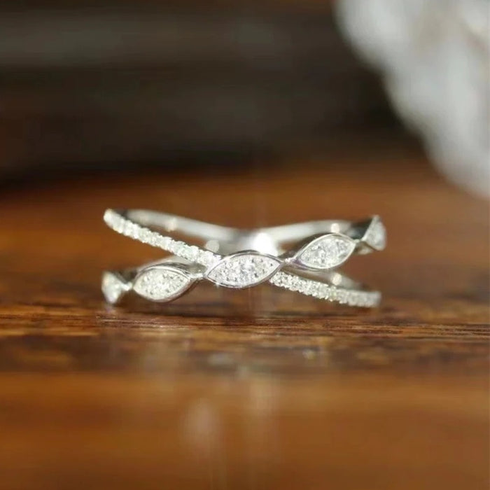 European American Cross Ring Double Layer Marquise Daily Commuter Korean Style Finger Ring For Women