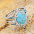 European Retro Micro Pave Ring, Fashion Faux Turquoise Temperament Women's Finger Ring view 1