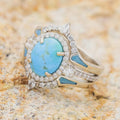 European Retro Micro Pave Ring, Fashion Faux Turquoise Temperament Women's Finger Ring view 5