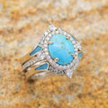 European Retro Micro Pave Ring, Fashion Faux Turquoise Temperament Women's Finger Ring view 3