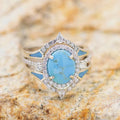 European Retro Micro Pave Ring, Fashion Faux Turquoise Temperament Women's Finger Ring view 2