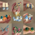 Fresh Floral Butterfly Resin Stud Earrings With Silver Pins Vacation Style Jewelry view 1