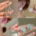 Fresh Floral Butterfly Resin Stud Earrings With Silver Pins Vacation Style Jewelry view 2