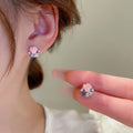 Fresh Floral Butterfly Resin Stud Earrings With Silver Pins Vacation Style Jewelry view 4