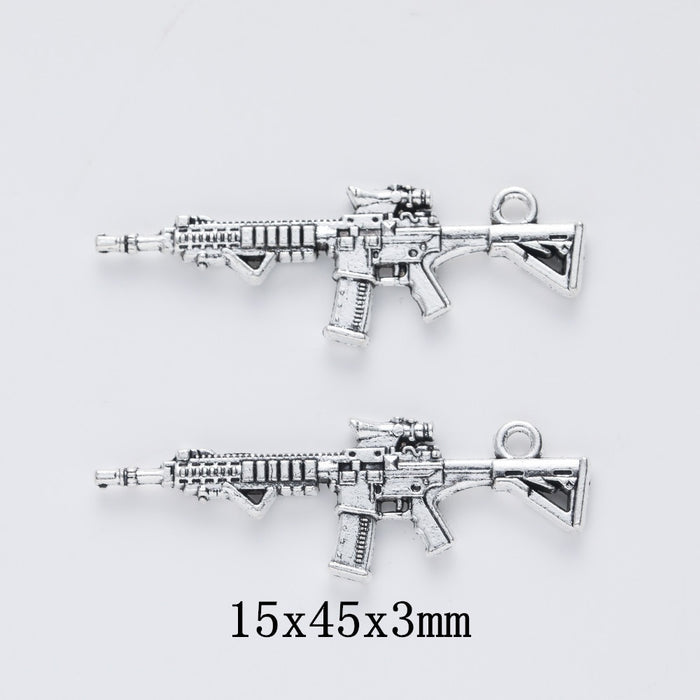 Antique Silver Zinc Alloy Gun Charm Pendant No.068050 for DIY Necklace Bracelet Jewelry Making