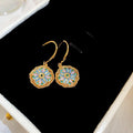 Real Gold Plated Copper Monet Garden French Vintage Zircon Flower Drop Earrings view 4