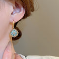 Real Gold Plated Copper Monet Garden French Vintage Zircon Flower Drop Earrings view 3