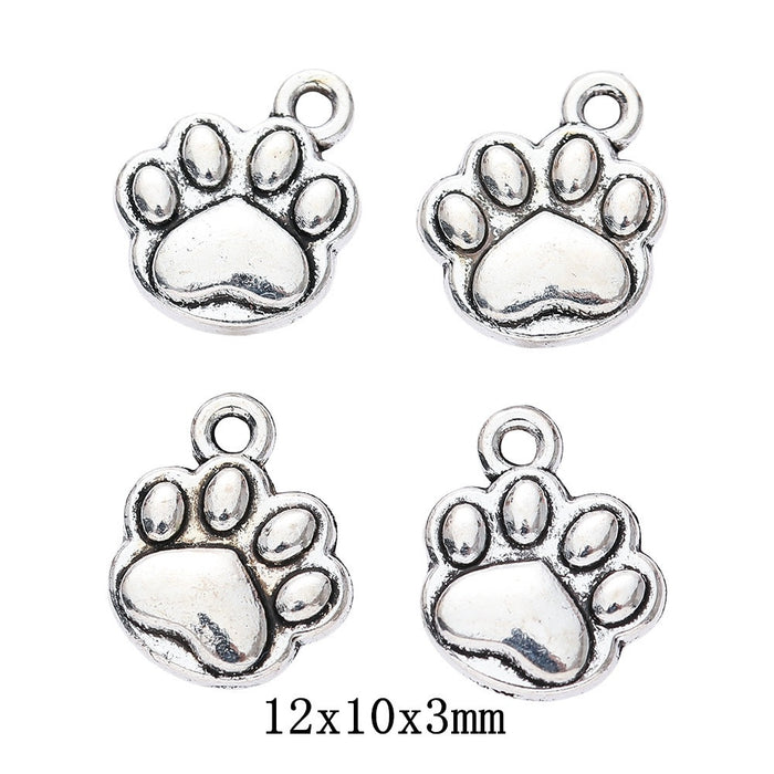 Vintage Alloy Dog Paw Pendant DIY Jewelry Accessories Paw Charm For Necklace Making