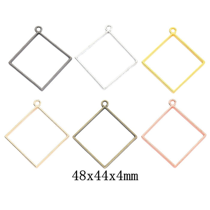 Zinc Alloy Diamond Frame Charm Pendant for DIY Necklace Bracelet Jewelry Making