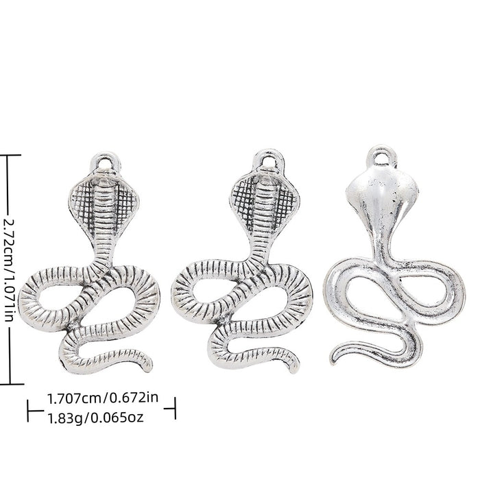 Antique Silver Zinc Alloy Snake Charm Pendant No.411439 for DIY Necklace Bracelet Jewelry Making