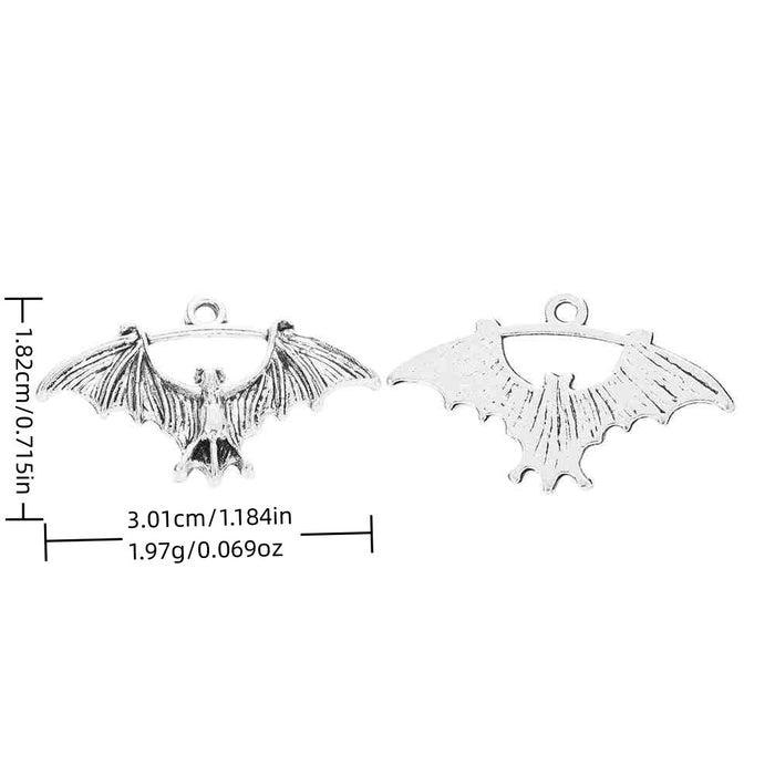 Antique Silver Zinc Alloy Bat Charm Pendant No.561049 for DIY Necklace Bracelet Jewelry Making
