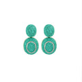 Bohemian Colorful Raffia Oval Geometric Rhinestone Drop Earrings for Women Vacation Statement Earrings view 5