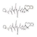 Antique Silver Zinc Alloy Heartbeat Charm Pendant for DIY Necklace Bracelet Jewelry Making view 2