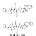 Antique Silver Zinc Alloy Heartbeat Charm Pendant for DIY Necklace Bracelet Jewelry Making view 1