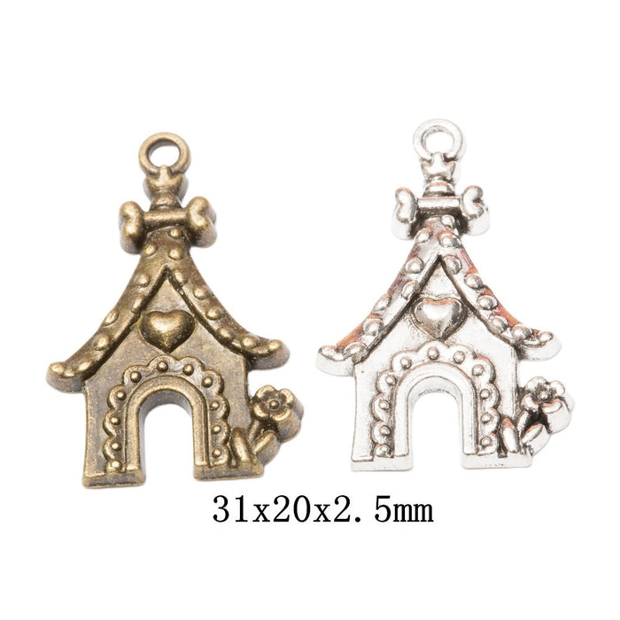 Zinc Alloy Dog House Charm Pendant for DIY Necklace Bracelet Jewelry Making