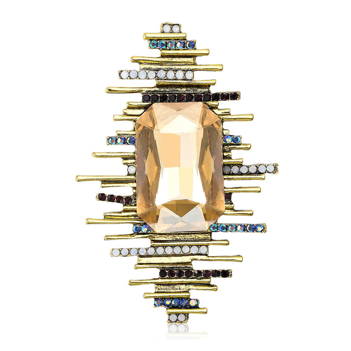 Alloy Rhinestone Rectangle Brooch Pin For Women's Clothing Decoration