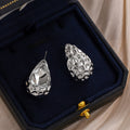 Elegant Hammered Alloy Waterdrop Stud Earrings For Women Geometric Oval Statement Luxury Earrings view 3