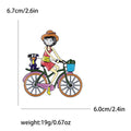 Acrylic Cartoon Cycling Girl Brooch For Casual Clothing Decoration view 4