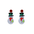 Cute Christmas Snowman Tree Acrylic Drop Earrings Holiday Cartoon Red Glitter Stud Earrings view 5