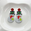 Cute Christmas Snowman Tree Acrylic Drop Earrings Holiday Cartoon Red Glitter Stud Earrings view 2