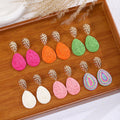 Bohemian Vintage Geometric Oval Alloy Woven Raffia Straw Teardrop Vacation Statement Earrings view 1