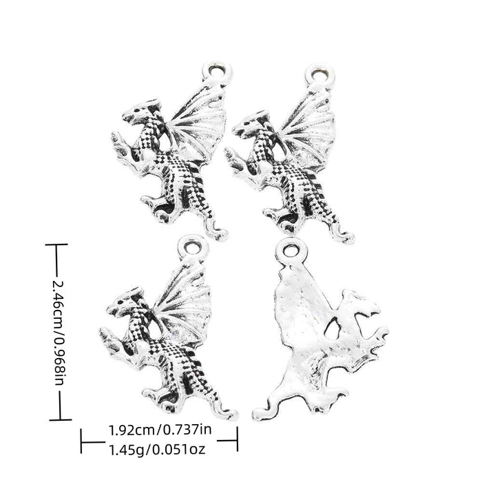 Antique Silver Zinc Alloy Dinosaur Charm Pendant No.753654 for DIY Necklace Bracelet Jewelry Making