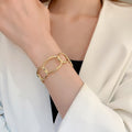 2026 New High-End Metal Open Bangle For Women With Chunky Chain Line Design view 3