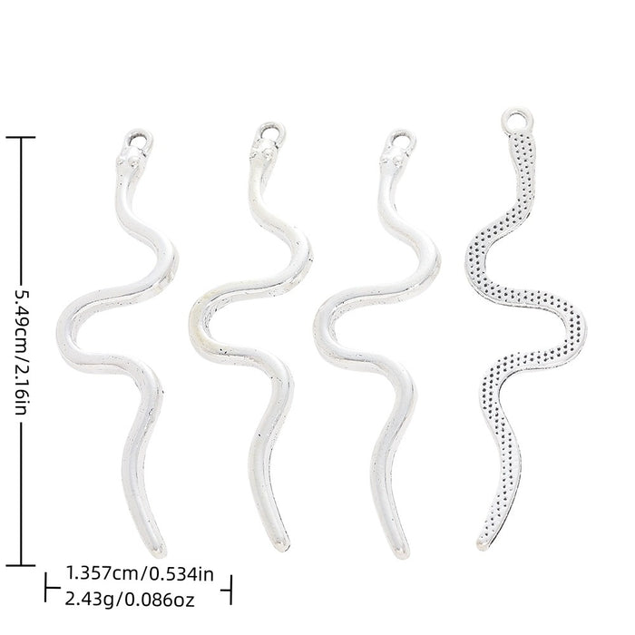 Antique Silver Zinc Alloy Snake Charm Pendant No.289051 for DIY Necklace Bracelet Jewelry Making