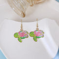 Floral Enamel Cartoon Animal Cat Turtle Butterfly Alloy Drop Dangle Summer Fashion Earrings view 2