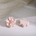 Elegant Pink Acrylic Flower Pearl Stud Earrings For Women Sweet Summer Fairy Floral Statement Earrings view 3