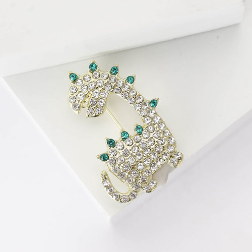 Alloy Rhinestone Dinosaur Brooch For Creative Unisex Apparel Decoration
