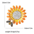 Enamel Rhinestone Bee Sunflower Brooch Pin For Women's Apparel view 6