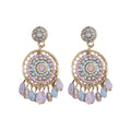 Bohemian Alloy Pearl Tassel Drop Earrings With Vintage Ethnic Geometric Round Design view 5