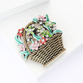 Alloy Enamel Flower Basket Brooch Pin For Cardigans And Suits view 3