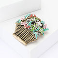 Alloy Enamel Flower Basket Brooch Pin For Cardigans And Suits view 2