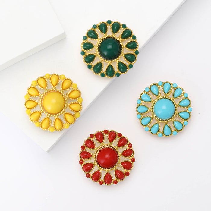 Alloy Turkish Style Small Round Brooch Pin For Shawl Suit