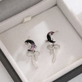 Elegant Women's Asymmetric Gradient Moon Star Rhinestone Alloy Bowknot Drop Stud Earrings view 2