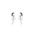 Elegant Women's Asymmetric Gradient Moon Star Rhinestone Alloy Bowknot Drop Stud Earrings view 5