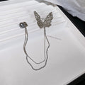 Minimalist Alloy Butterfly Pearl Chain Brooch for Suit Lapel Fashion Accessory view 4