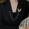 Minimalist Alloy Butterfly Pearl Chain Brooch for Suit Lapel Fashion Accessory view 3