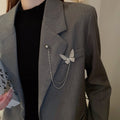 Minimalist Alloy Butterfly Pearl Chain Brooch for Suit Lapel Fashion Accessory view 1