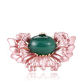 Alloy Enamel Cat Eye Begonia Flower Brooch For Women's Apparel view 5