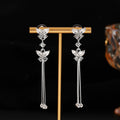 Elegant Butterfly Crystal Rhinestone Long Tassel Drop Alloy Silver Needle Luxury Women's Earrings view 4