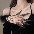 Metal Hollow Flower Nail Armor Finger Chain Bangle Exotic Luxury Hand Jewelry view 3