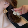 French Iris Flower Alloy Drop Earrings Chic Elegant Light Luxury Fashion Jewelry for Women view 1