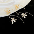 French Iris Flower Alloy Drop Earrings Chic Elegant Light Luxury Fashion Jewelry for Women view 2