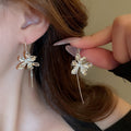 French Iris Flower Alloy Drop Earrings Chic Elegant Light Luxury Fashion Jewelry for Women view 3