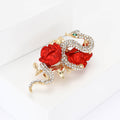 Luxury Alloy Enamel Rhinestone Rose Snake Brooch For Women's Suits view 3