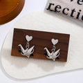Elegant Korean Origami Crane Alloy Stud Drop With Faux Pearl Accents Light Luxury Women's Earrings view 4