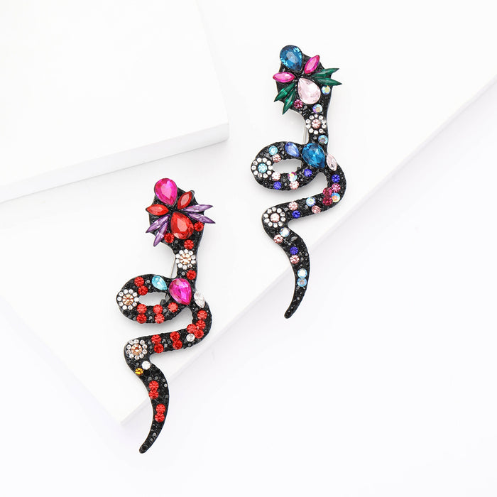 Alloy Rhinestone Snake Brooch Pin For Suits And Shirts